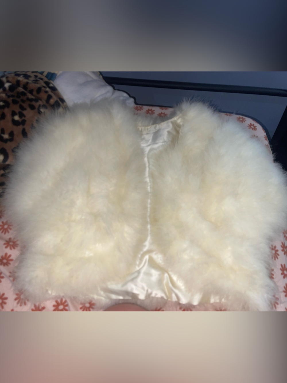 Ivory Faux Fur Cropped Vest